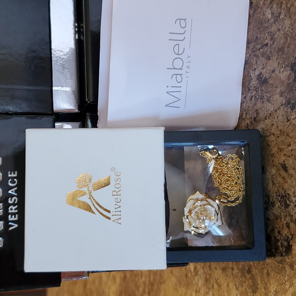 AliveRose Real Rose Gold Dipped Necklace